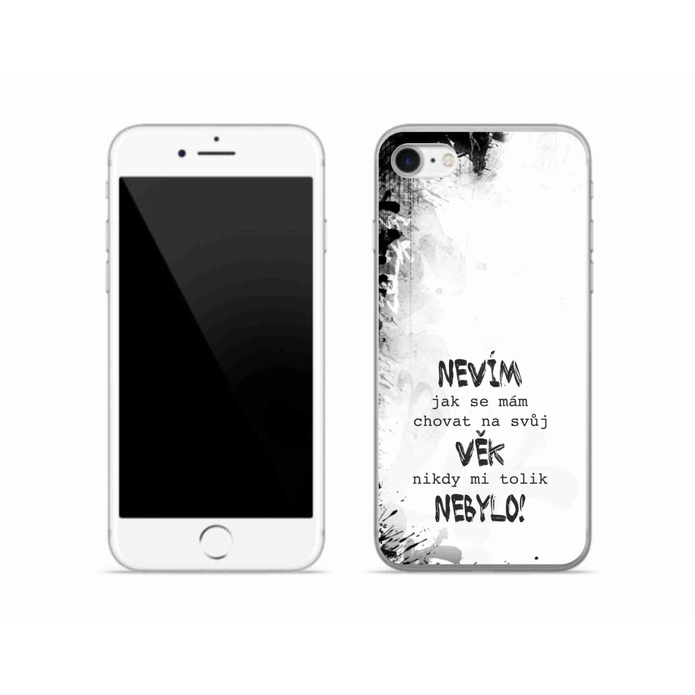 Gélový kryt mmCase na iPhone SE (2022) - vtipný text 14 biele pozadie