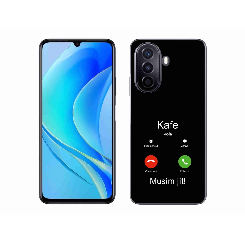 Gélový kryt mmCase na Huawei Nova Y70 - káva volá čierne pozadie