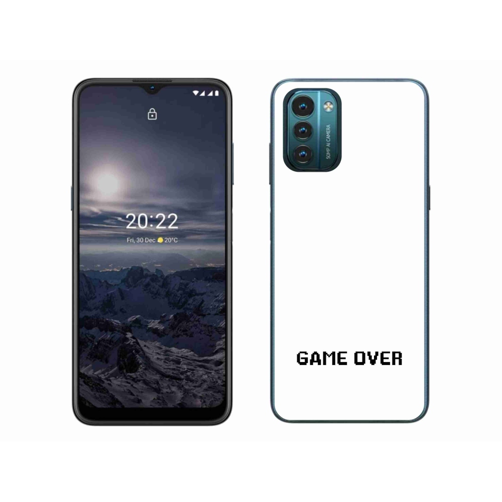 Gélový kryt mmCase na Nokia G11/G21 - game over biele pozadie