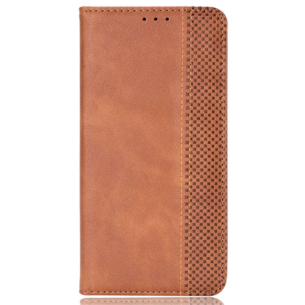 Vintage knižkové púzdro na Xiaomi Redmi Note 14S/Note 13 Pro 4G/Poco M6 Pro - hnedé