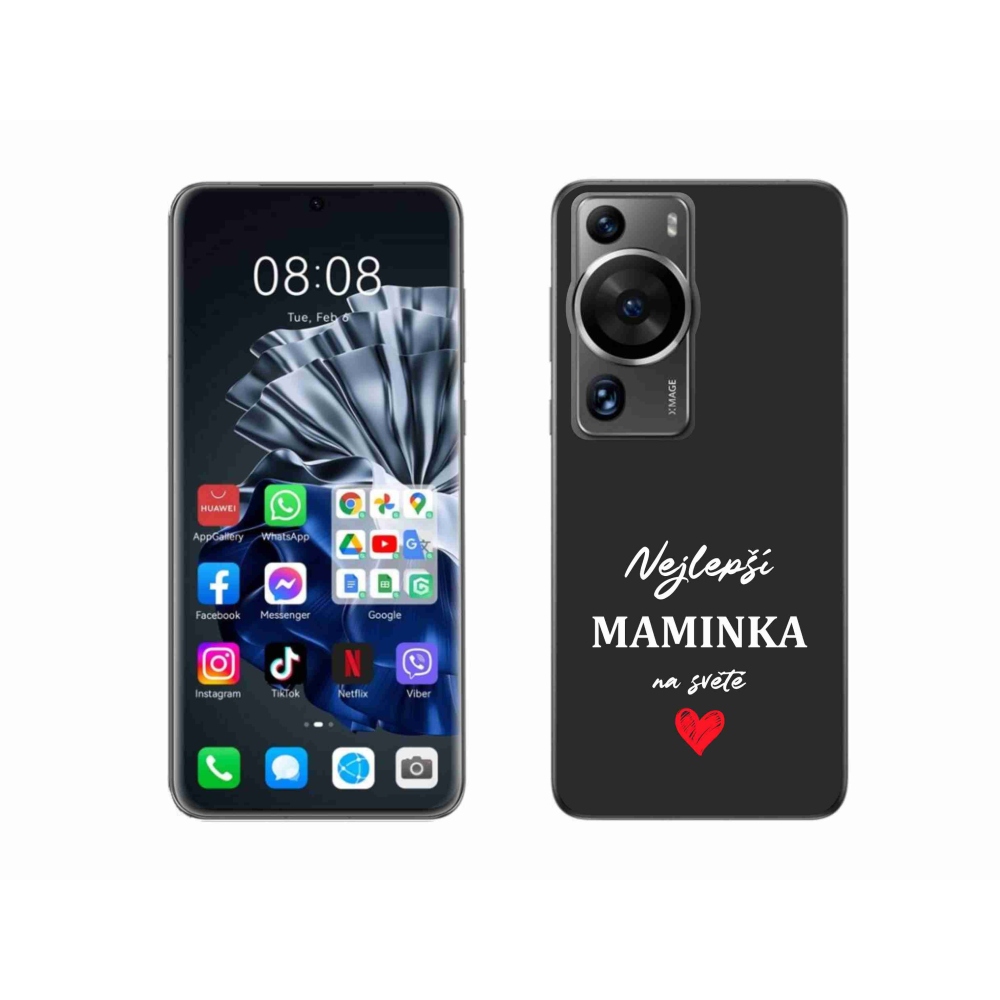 Gélový kryt mmCase na Huawei P60 Pro - najlepšia mamička 1 čierne pozadie