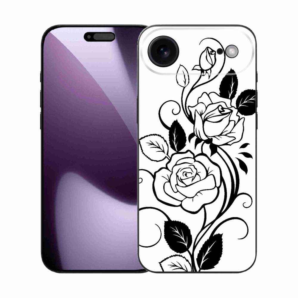 Gélový kryt mmCase na iPhone 17 Air - čiernobiela ruža