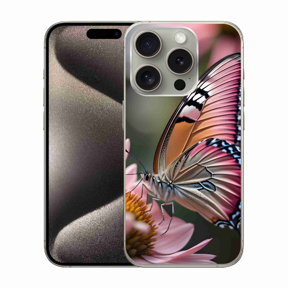 Gélový kryt mmCase na iPhone 15 Pro - farebný motýľ