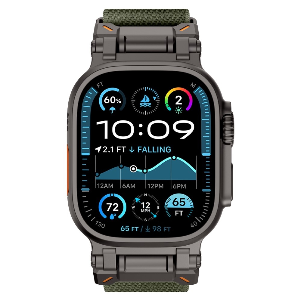 Metal nylonový remienok na Apple Watch Ultra/Ultra 2 49mm/SE/SE 2022/2023 44mm/10 46mm/9/8/7 45mm/6/5/4 44mm/3/2/1 42 mm - zelený