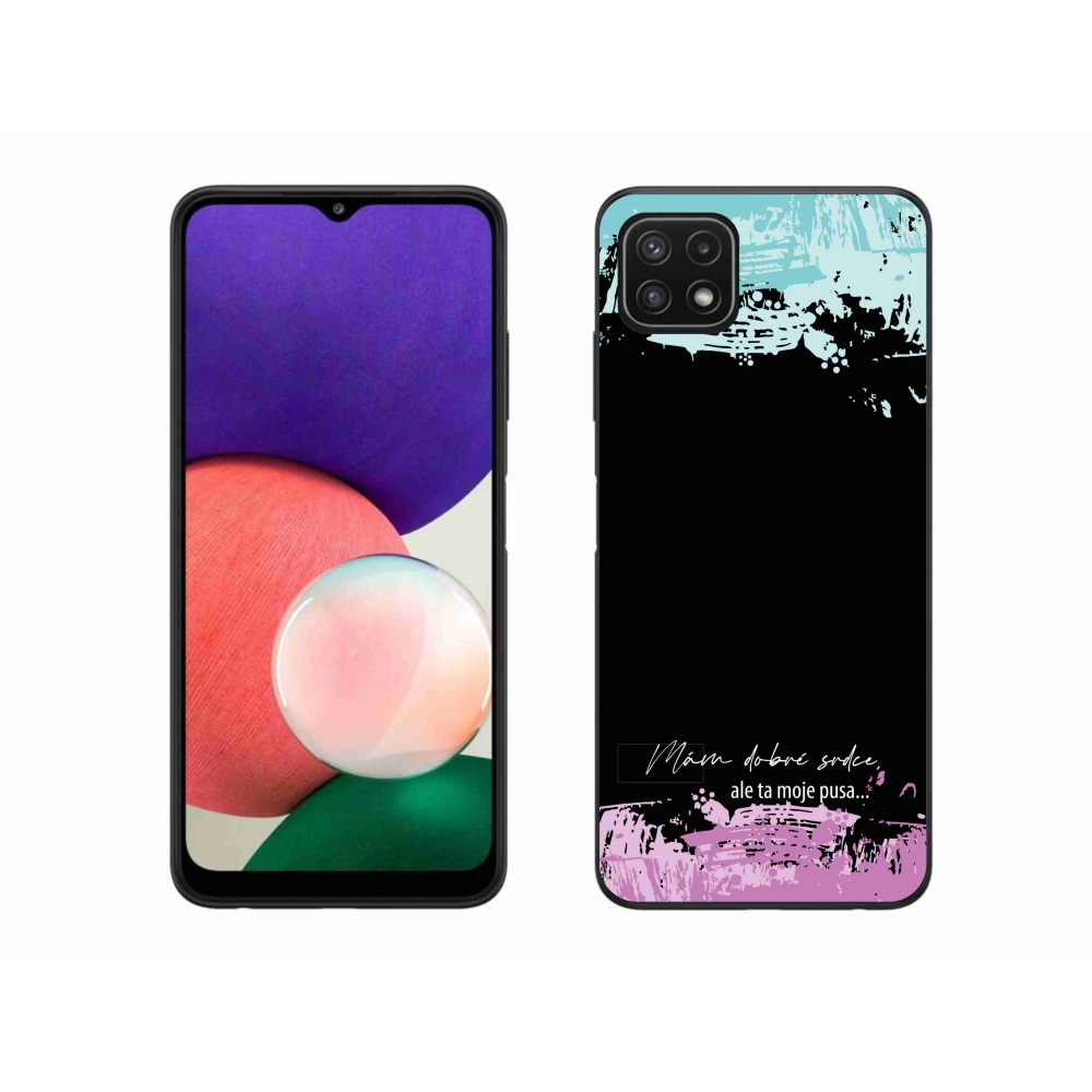 Gélový kryt mmCase na Samsung Galaxy A22 5G - vtipný text 3 čierne pozadie