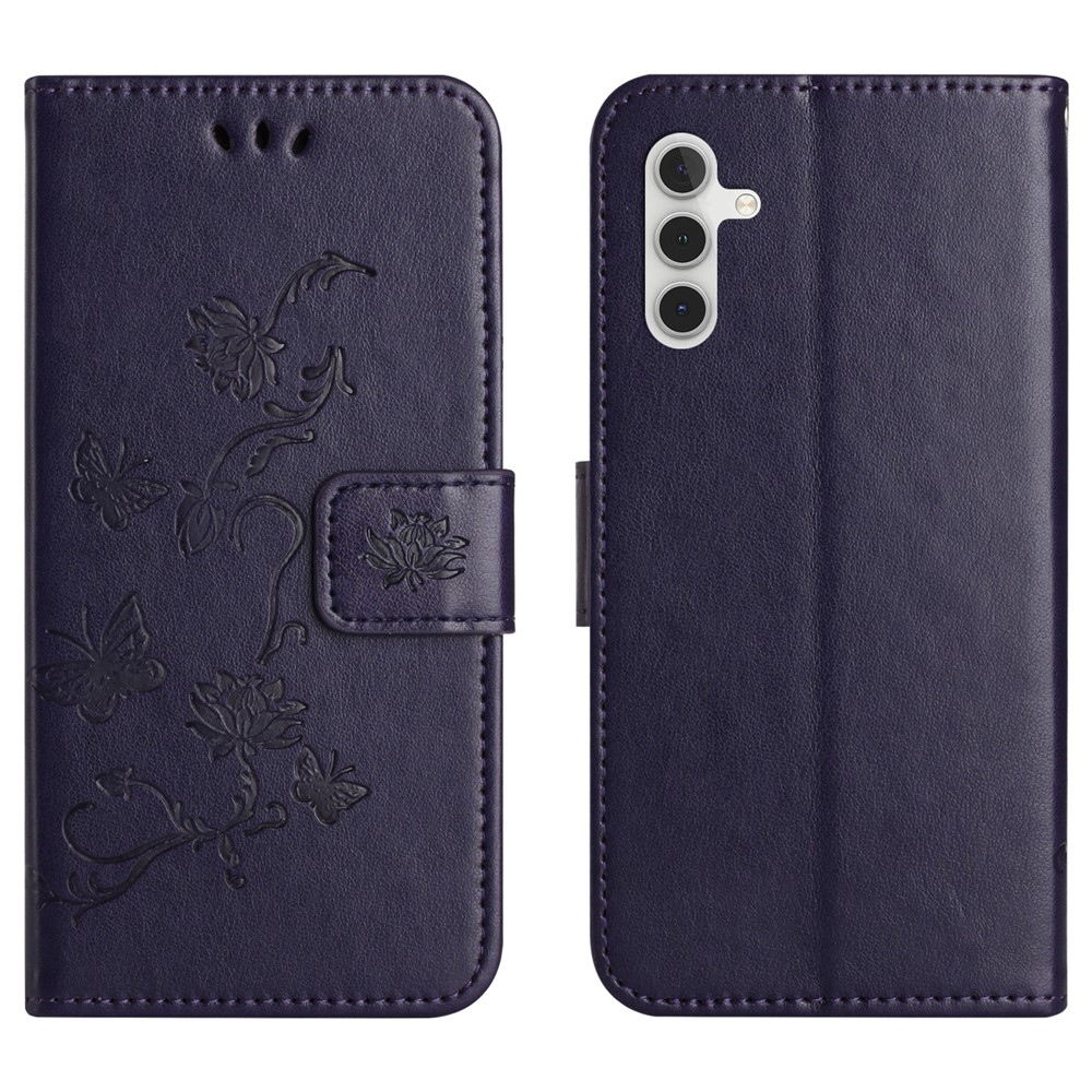 Flower knižkové púzdro na Samsung Galaxy S25 FE - tmavofialové