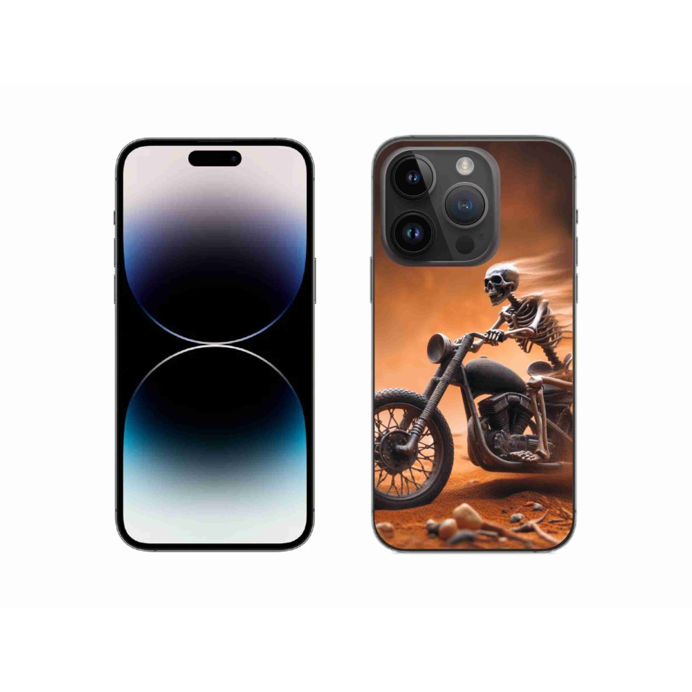 Gélový kryt mmCase na iPhone 14 Pro - kostra na motorke