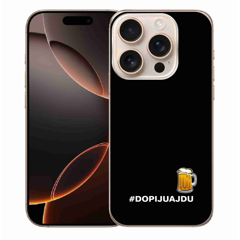 Gélový kryt mmCase na iPhone 16 Pro Max - pivný motív 1 čierne pozadie