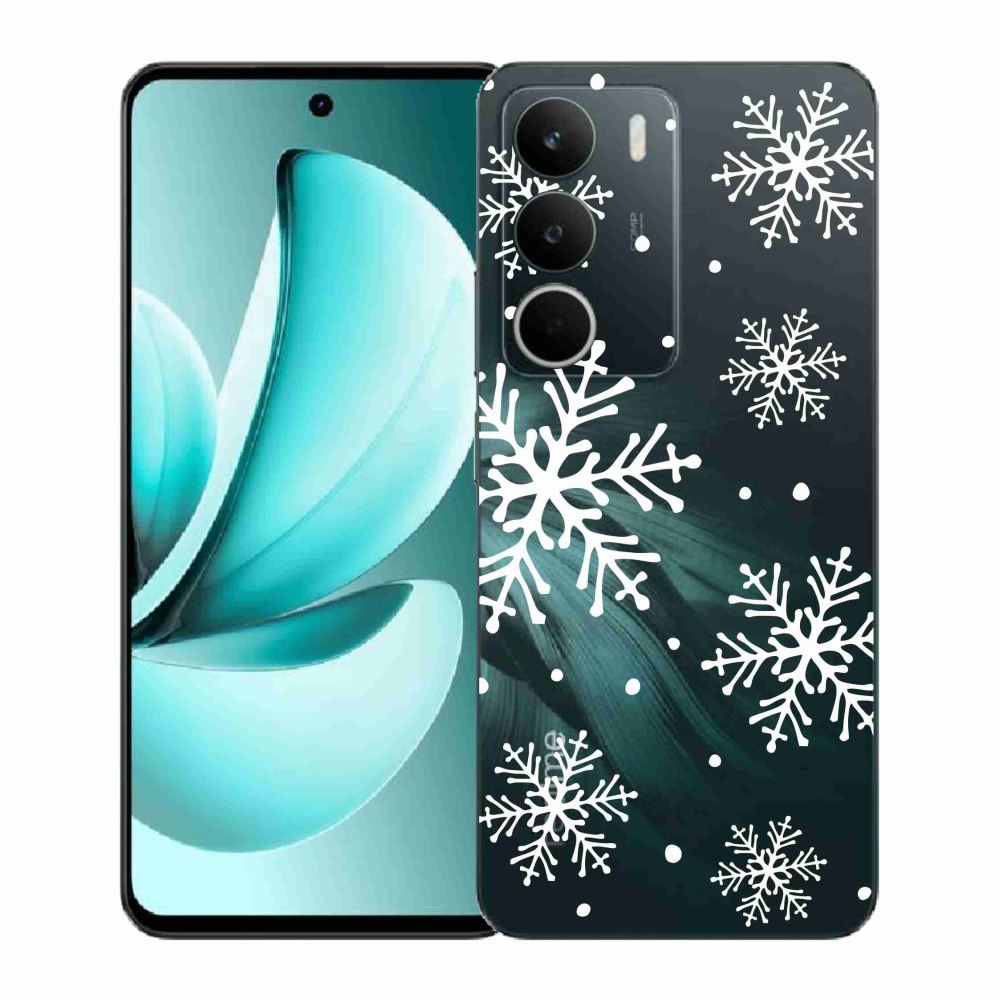 Gélový kryt mmCase na Realme C71 - biele vločky na priehľadnom pozadí