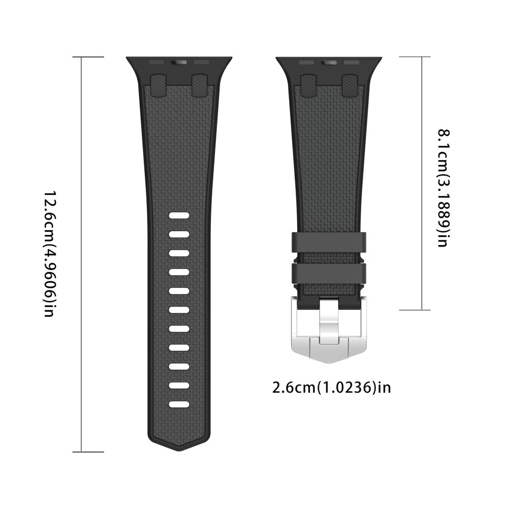 Sports silikónový remienok na Apple Watch Ultra/Ultra 2 49mm/SE/SE 2022/2023 44mm/9/8/7 45mm/6/5/4 44mm/3/2/1 42 mm - čierny/sivý