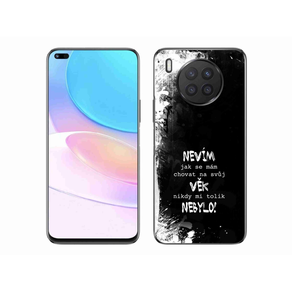 Gélový kryt mmCase na Huawei Nova 8i - vtipný text 14 čierne pozadie