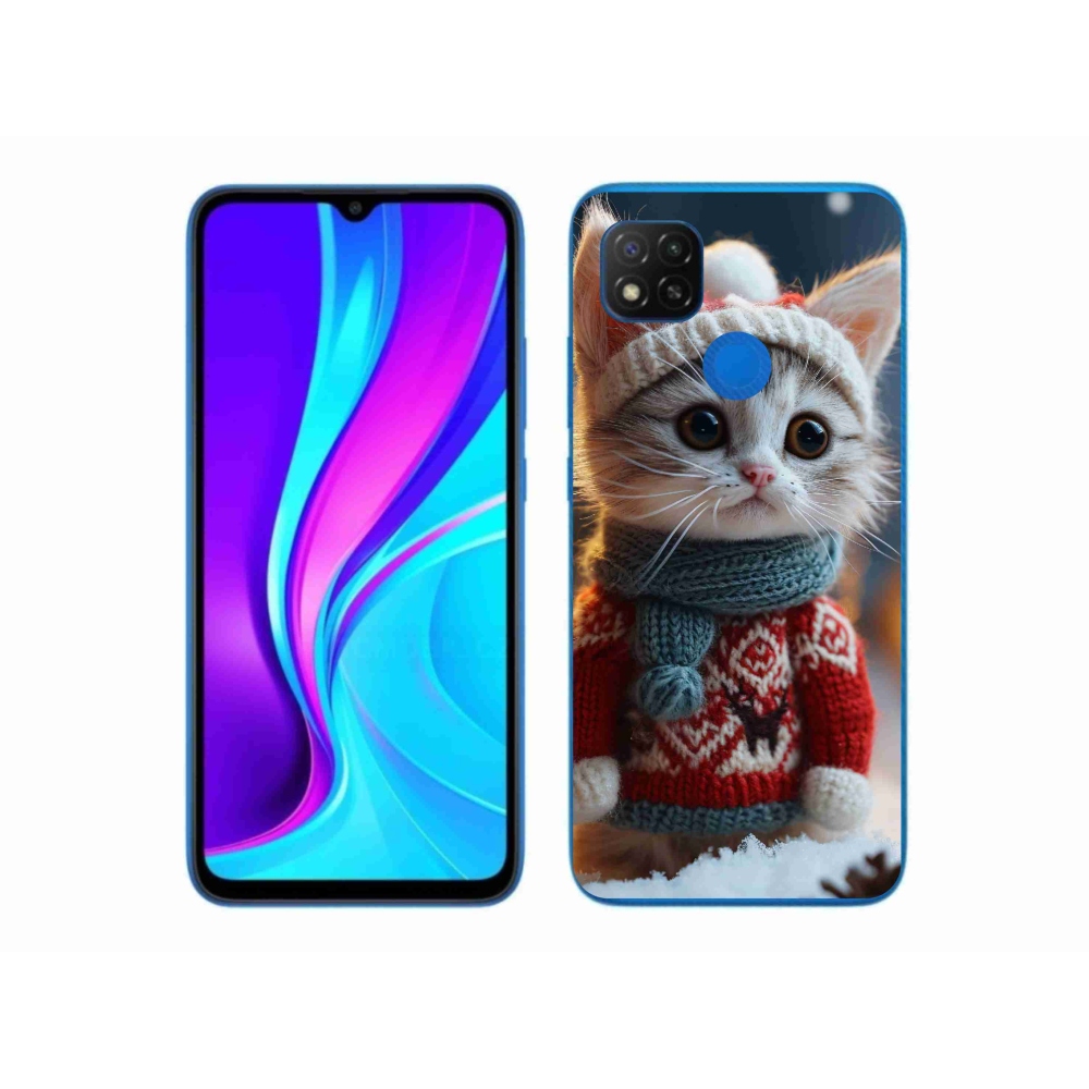 Gelový kryt mmCase na Xiaomi Redmi 9C - kotě ve svetru