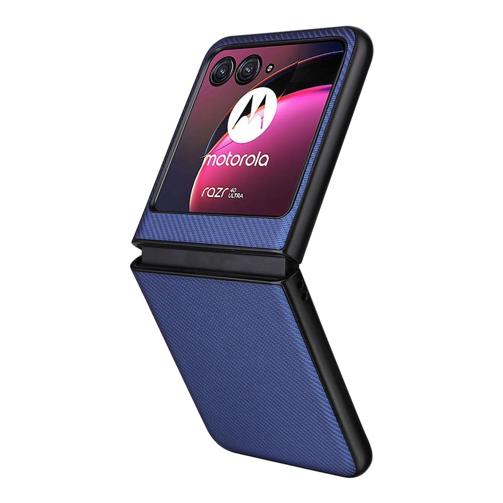Textúry plastový kryt s umelou kožou na Motorola Razr 40 Ultra 5G - modrý