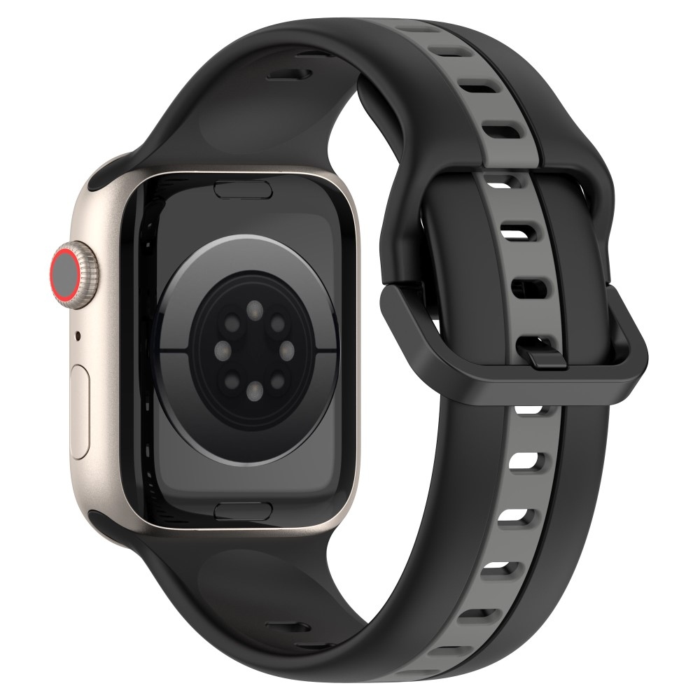 Strap silikónový remienok na Apple Watch Ultra/Ultra 2 49mm/SE/SE 2022/2023 44mm/9/8/7 45mm/6/5/4 44mm/3/2/1 42 mm - čierny/sivý