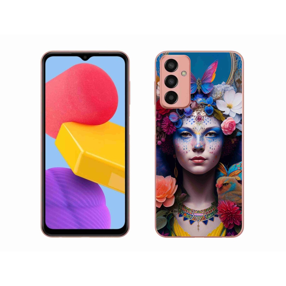 Gélový kryt mmCase na Samsung Galaxy M13 - žena s kvetinami