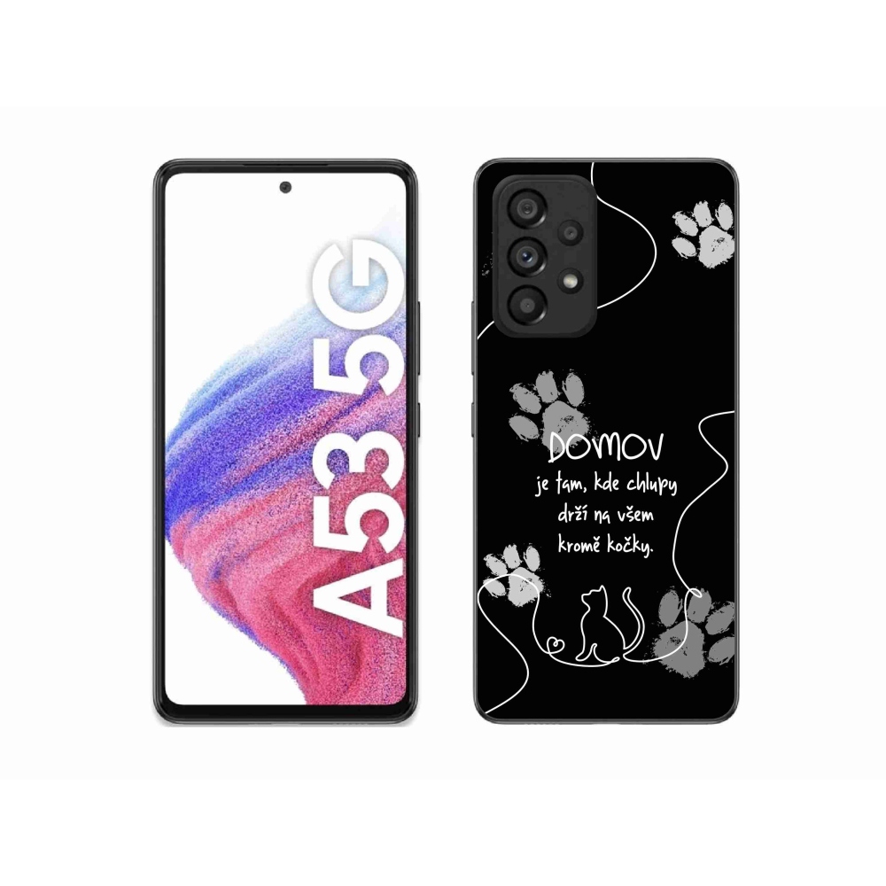 Gélový kryt mmCase na Samsung Galaxy A53 5G - mačacie motív čierne pozadie