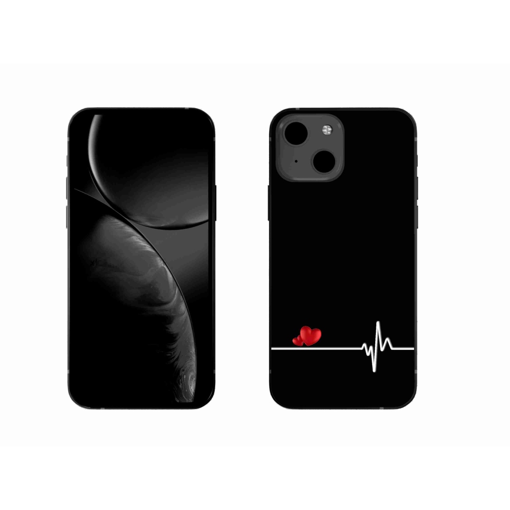 Gélový kryt mmCase na iPhone 13 6.1 - srdce a tep čierne pozadie