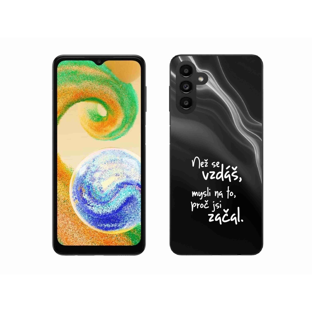 Gélový kryt mmCase na Samsung Galaxy A04s (164.7x76.7x9.1mm) - citát 2 čierne pozadie