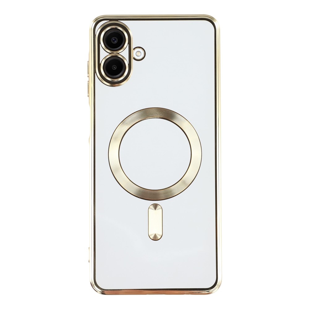 Clear obal s ochranou fotoaparátu a podporou MagSafe na Samsung Galaxy A07 4G - zlatý