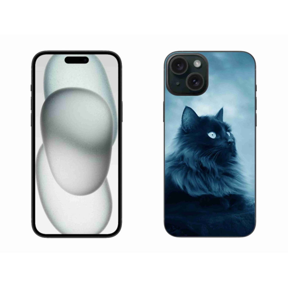 Gélový obal mmCase na iPhone 15 Plus - čierna mačka 1