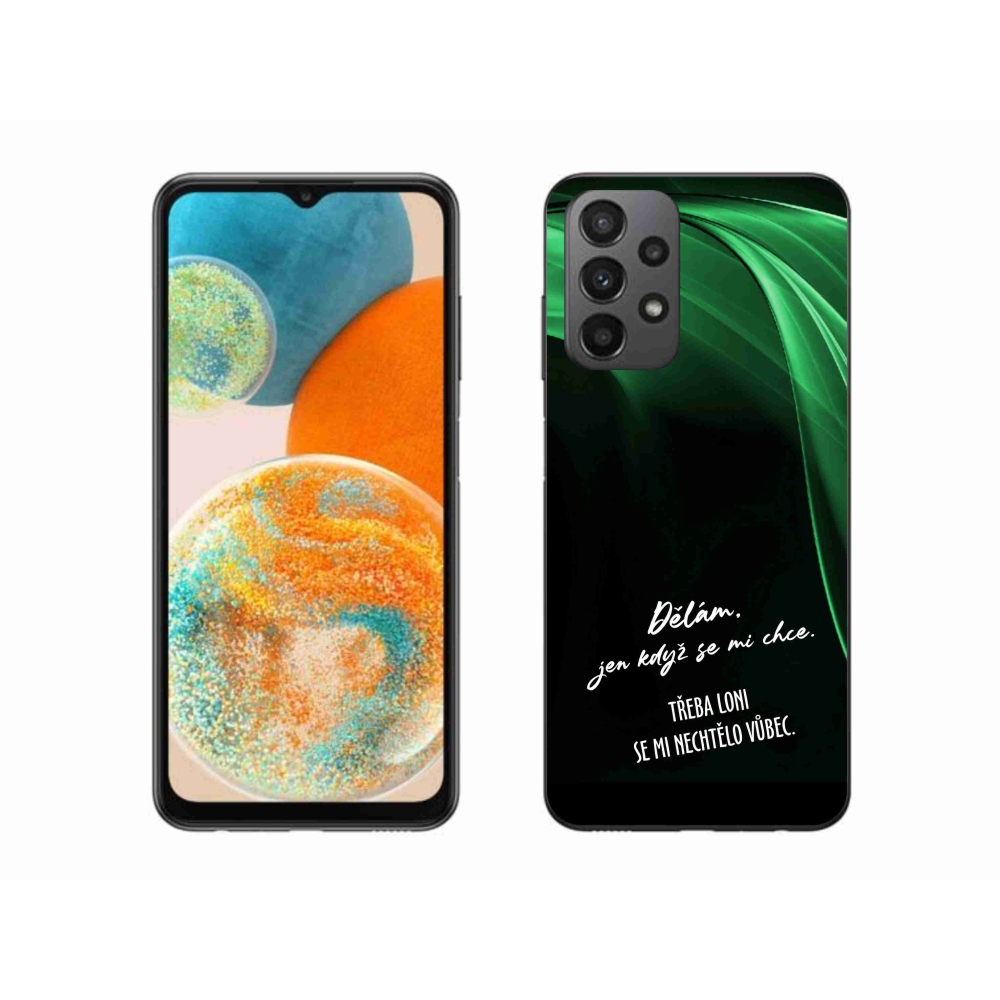 Gélový kryt mmCase na Samsung Galaxy A23 4G/5G - vtipný text 12 čierne pozadie