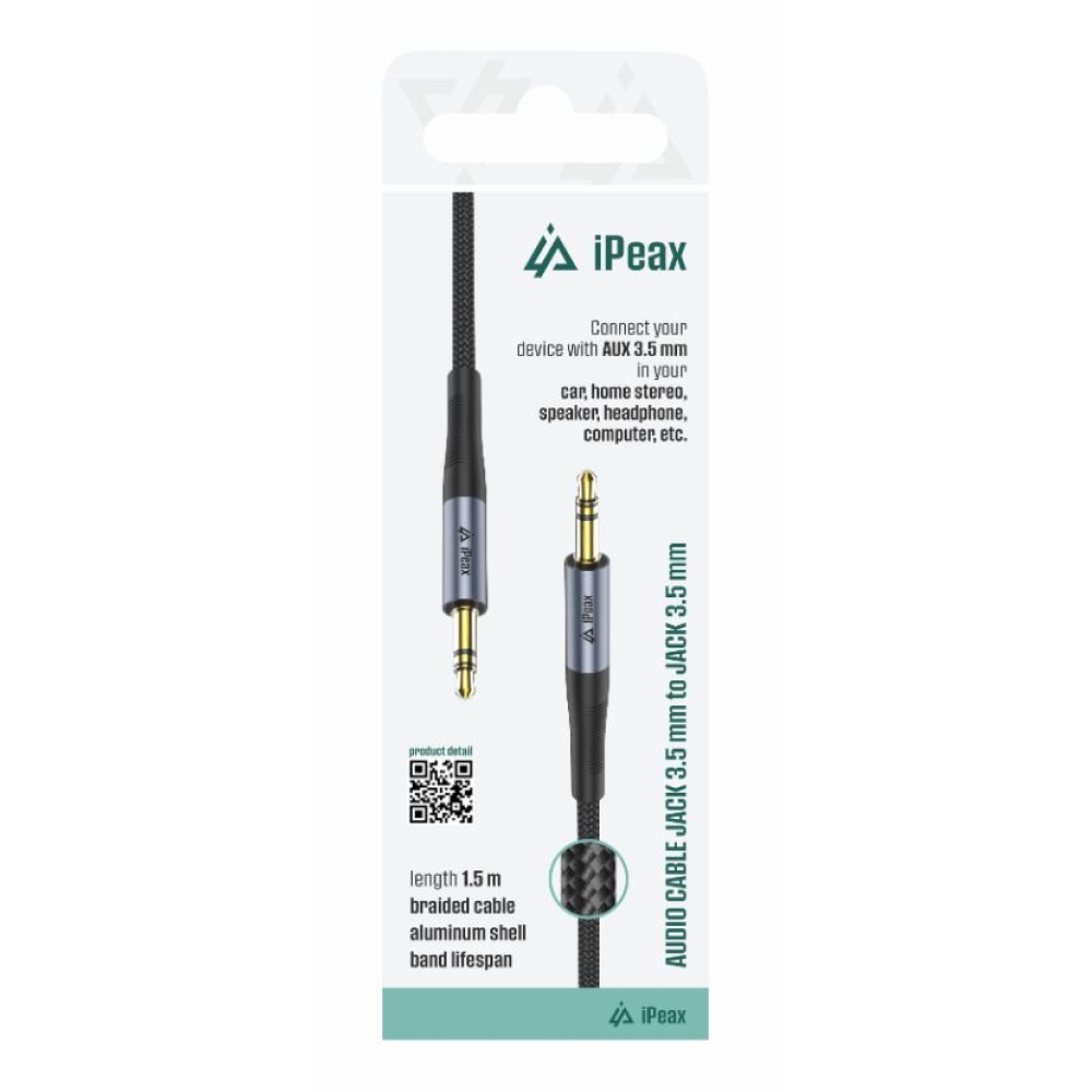 iPEAX Adaptér 3,5 mm jack / 3,5 mm jack 1,5 m - čierny