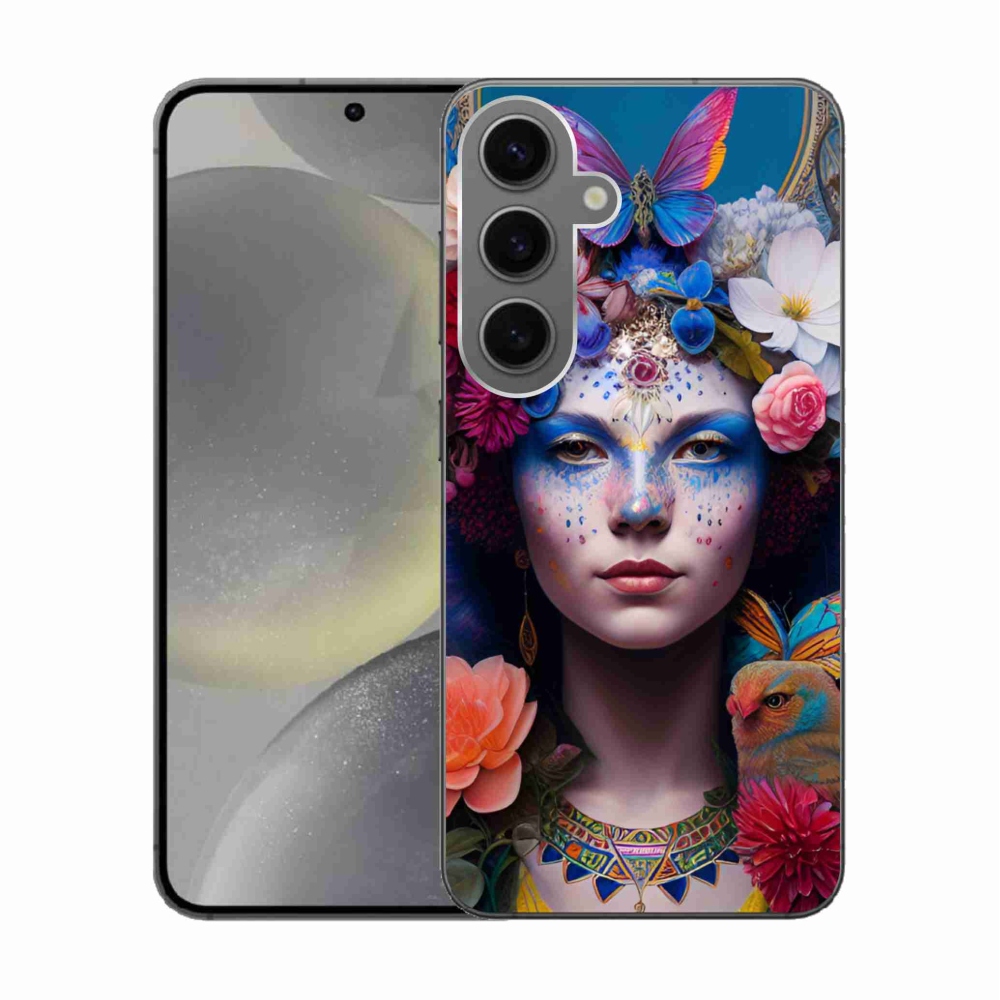 Gélový kryt mmCase na Samsung Galaxy S24 - žena s kvetinami