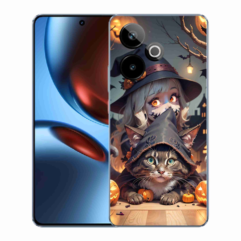 Gélový kryt mmCase na Realme GT 7 5G/GT 7T 5G - čarodejnica s mačkou
