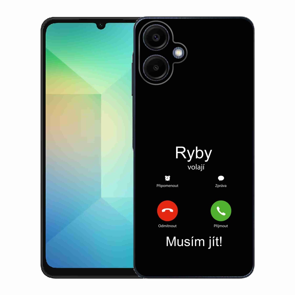 Gélový kryt mmCase na Samsung Galaxy A06 4G - ryby volajú čierne pozadie