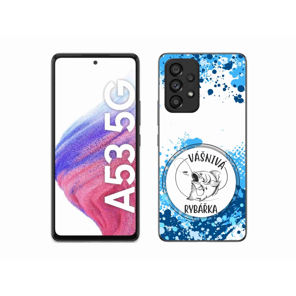Gélový kryt mmCase na Samsung Galaxy A53 5G - vášnivá rybárka biele pozadie
