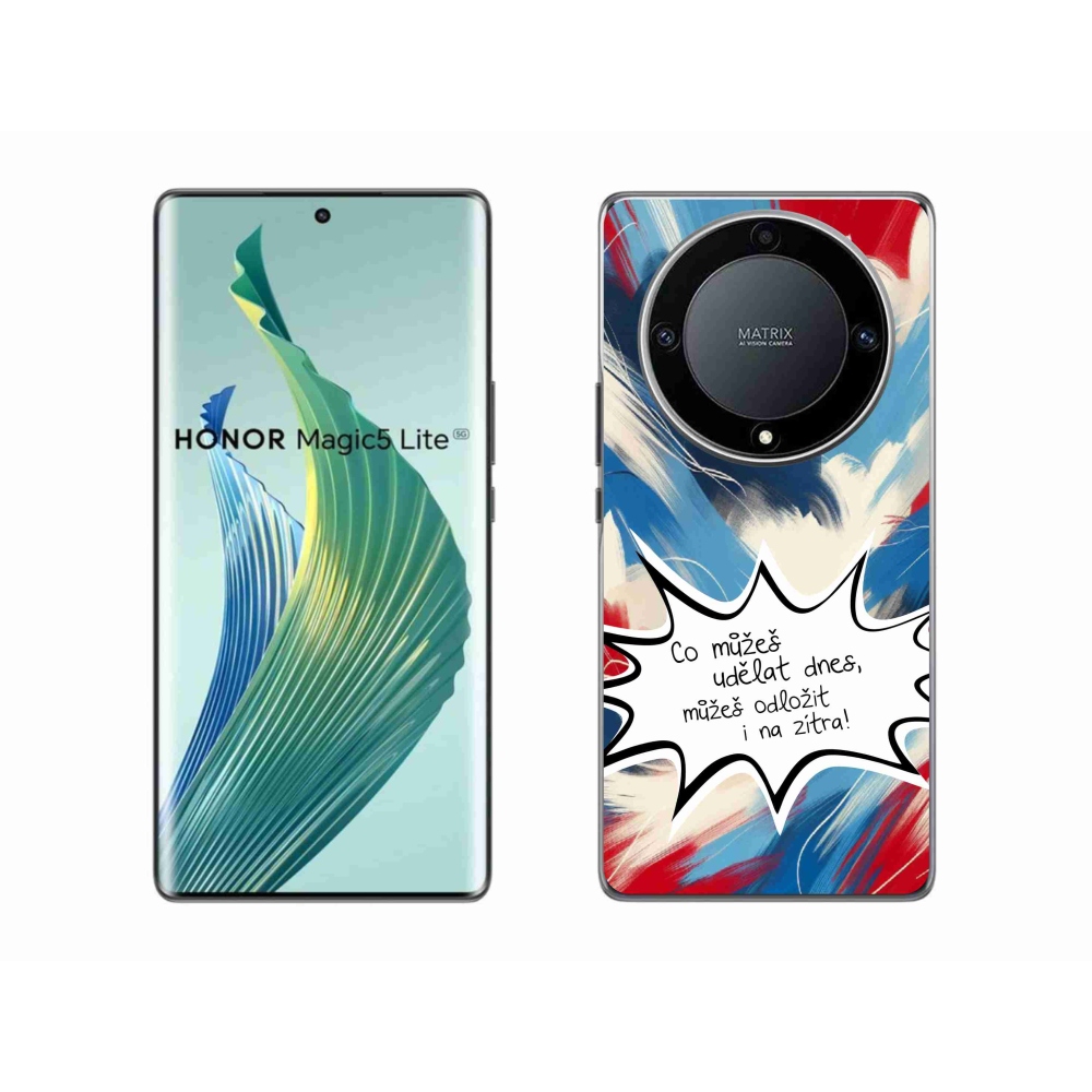 Gélový kryt mmCase na Honor Magic 5 Lite 5G - vtipný text 9 biele pozadie