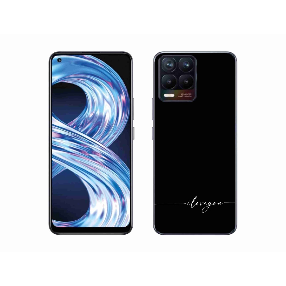 Gélový kryt mmCase na Realme 8 Pro - I love you čierne pozadie