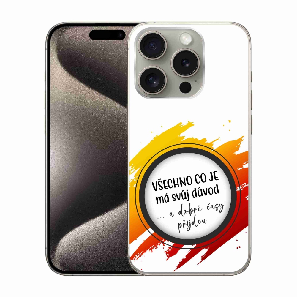 Gélový kryt mmCase na iPhone 15 Pro - citát 3 biele pozadie