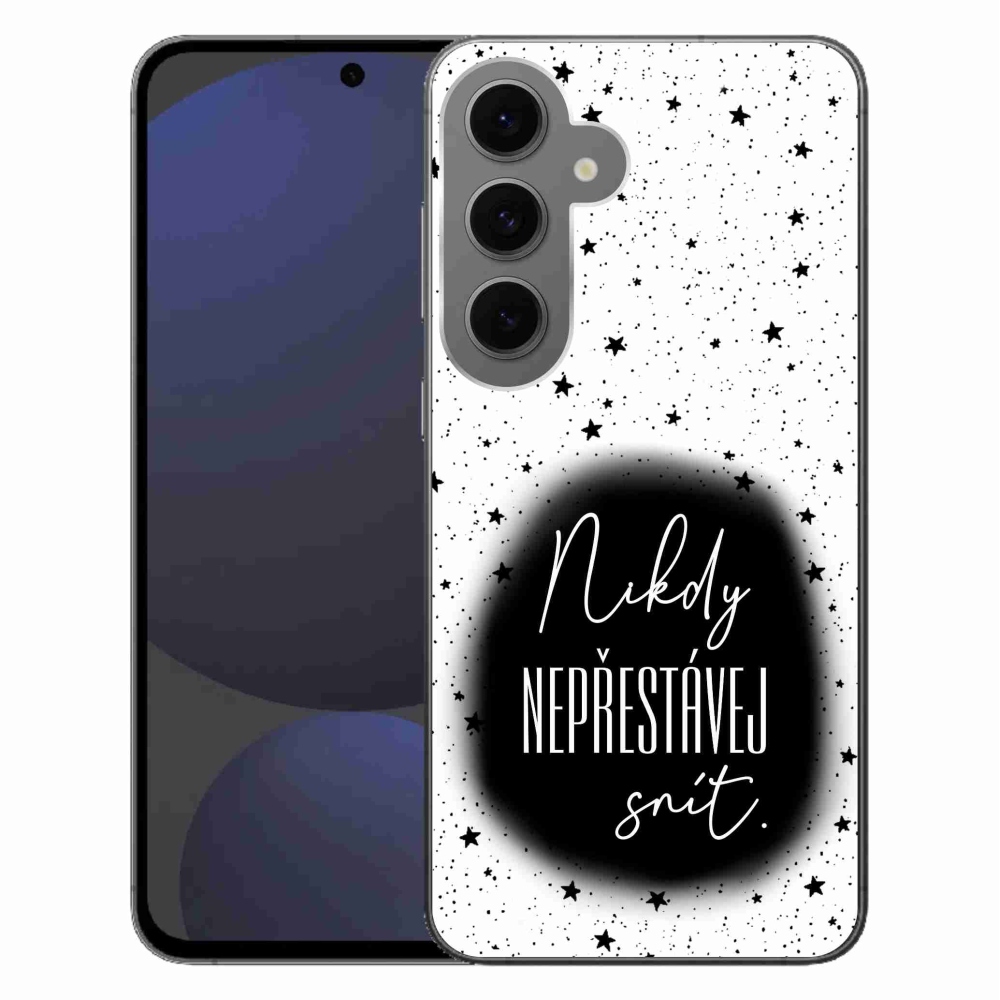 Gélový kryt mmCase na Samsung Galaxy S24 FE - citát 1 čiernobiele pozadie