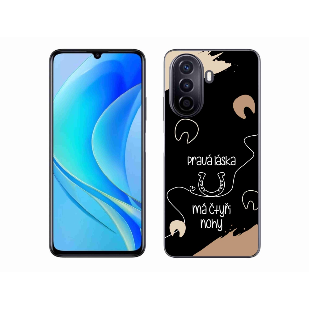 Gélový kryt mmCase na Huawei Nova Y70 - konský motív čierne pozadie
