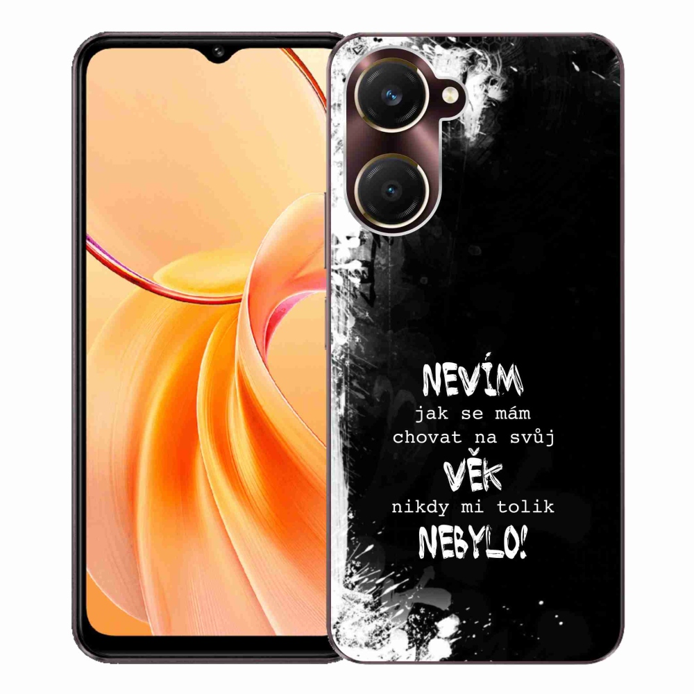 Gélový kryt mmCase na Vivo Y28s 5G - vtipný text 14 čierne pozadie