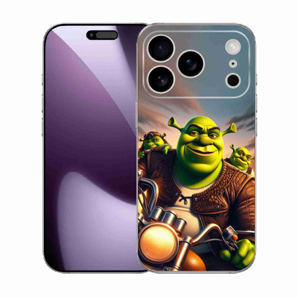 Gélový kryt mmCase na iPhone 17 Pro - shrek na motorke