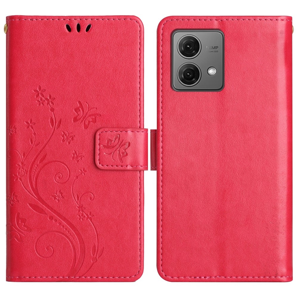 Flowers knižkové púzdro na Motorola Moto G85 5G - červené