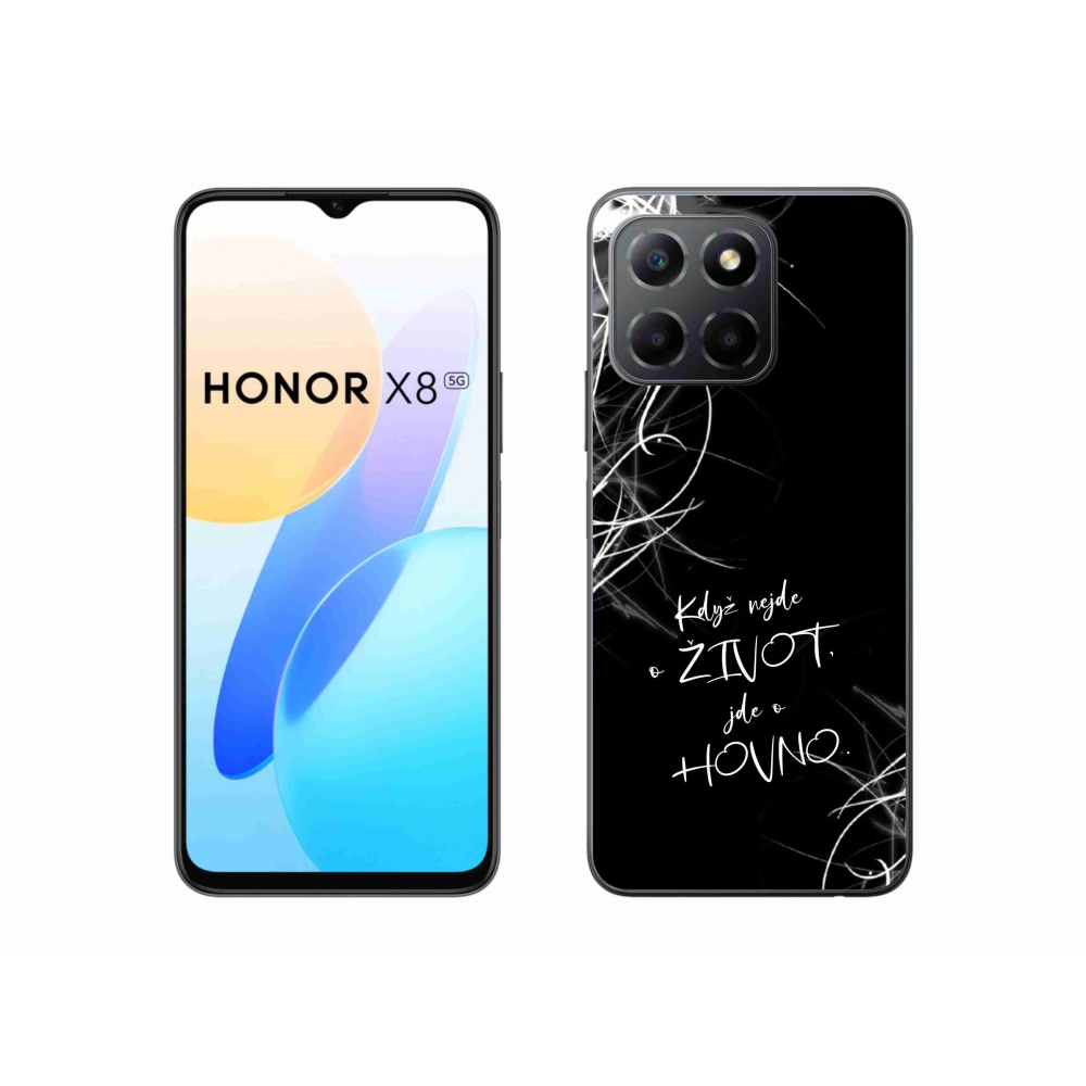 Gélový kryt mmCase na Honor X8 5G/Honor 70 Lite 5G - vtipný text 16 čierne pozadie