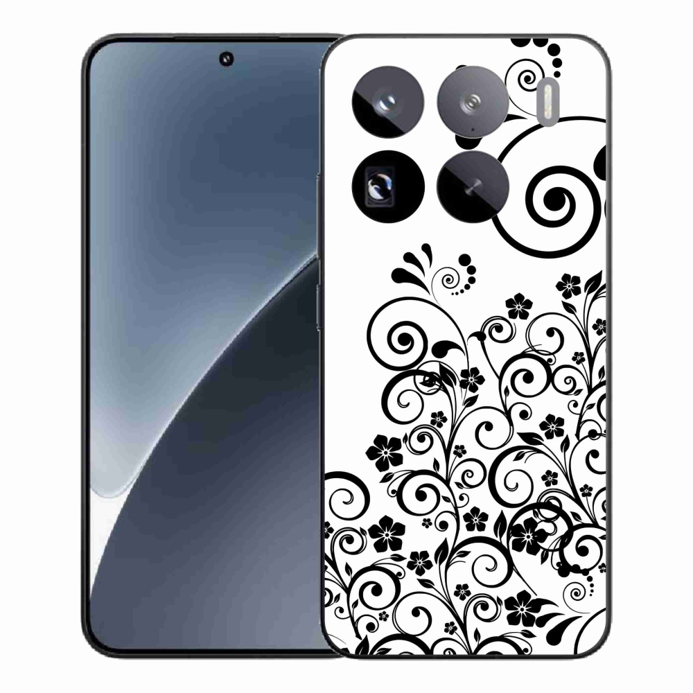 Gélový kryt mmCase na Xiaomi 15 Pro - čiernobiele kvetinové vzory
