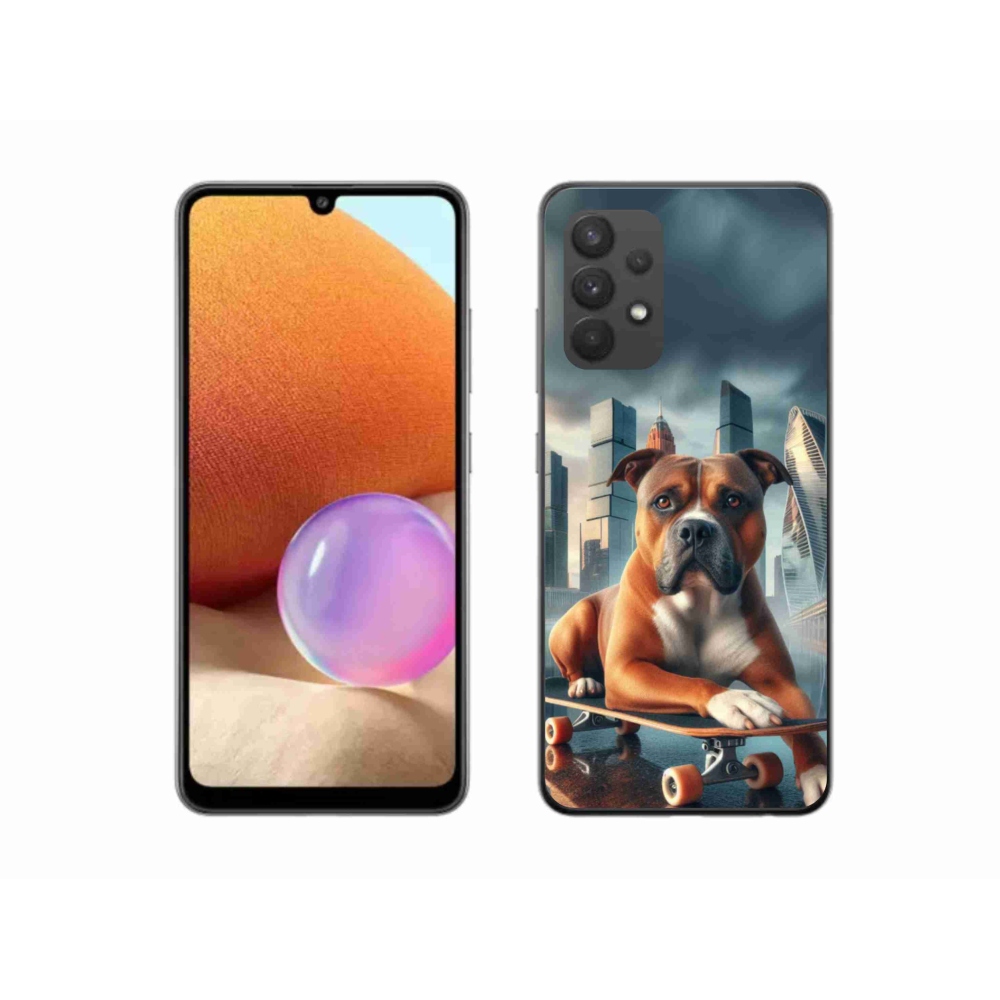 Gélový kryt mmCase na Samsung Galaxy A32 4G - pes na skateboarde