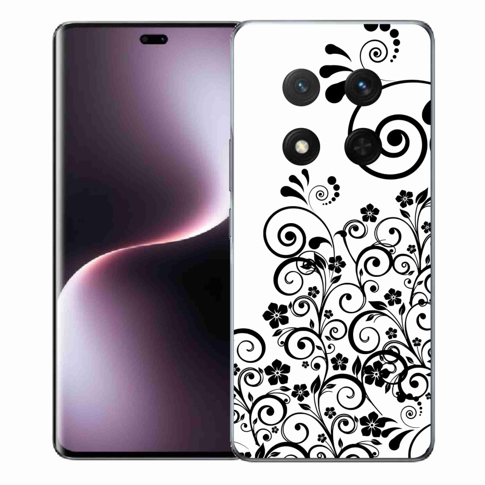 Gélový kryt mmCase na Honor Magic 7 Lite 5G - čiernobiele kvetinové vzory