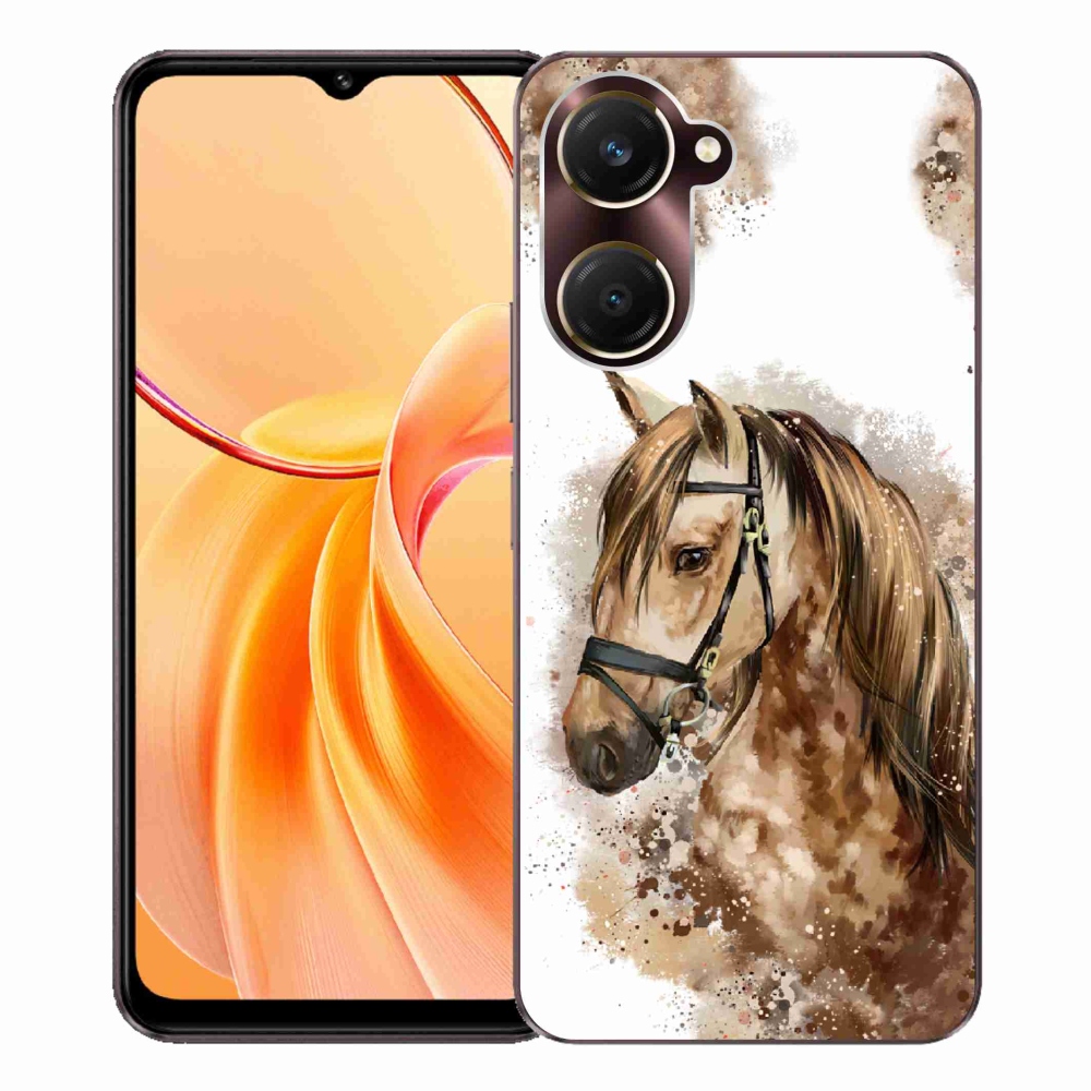 Gélový kryt mmCase na Vivo Y28s 5G - hnedý kreslený kôň