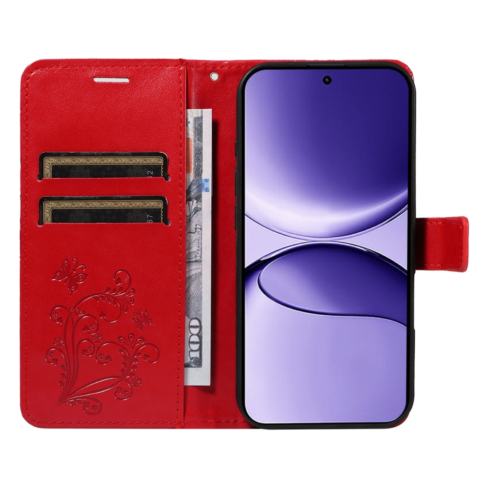 Big Butterfly knižkové puzdro na Xiaomi Poco F7 5G - červené