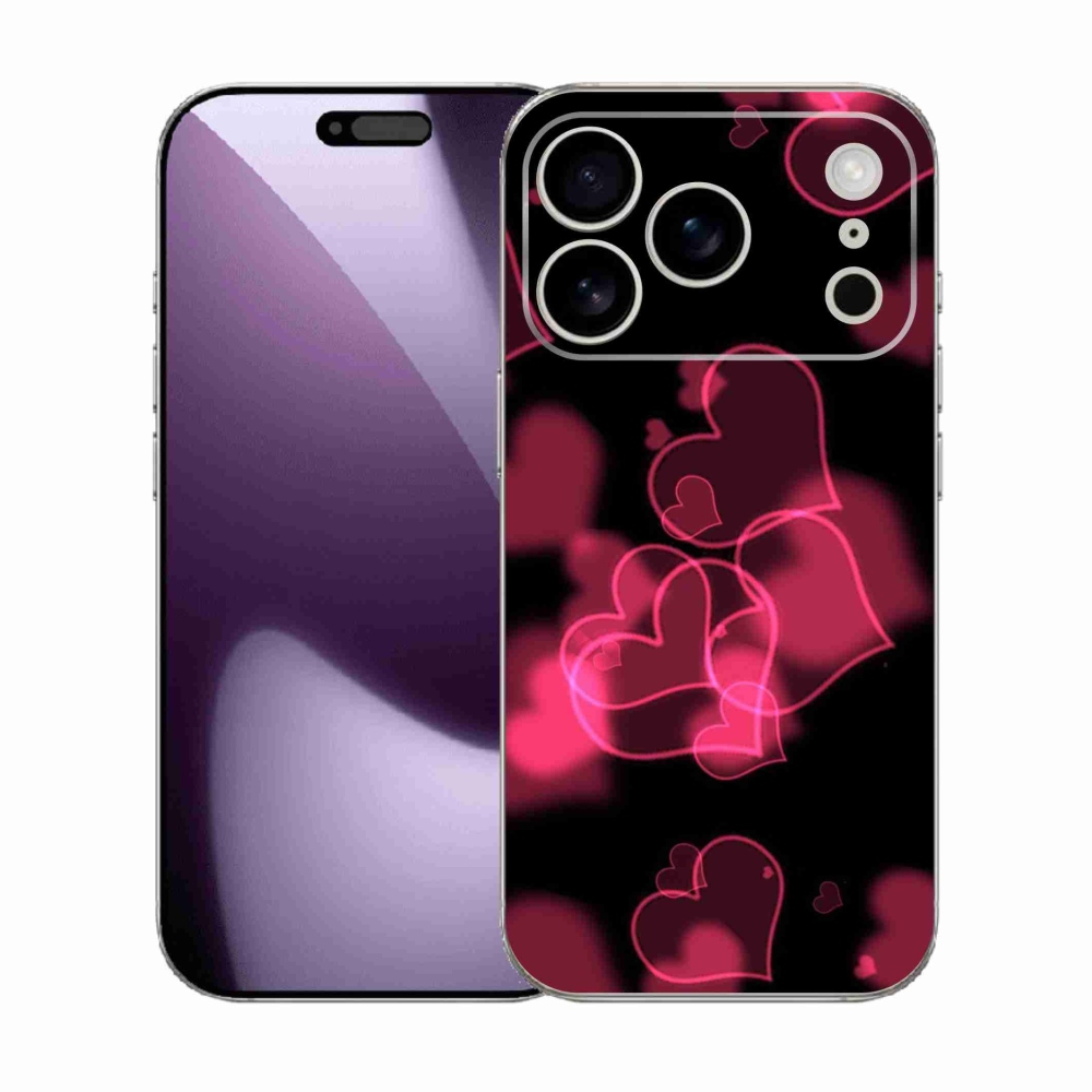 Gélový kryt mmCase na iPhone 17 Pro - červené srdiečka