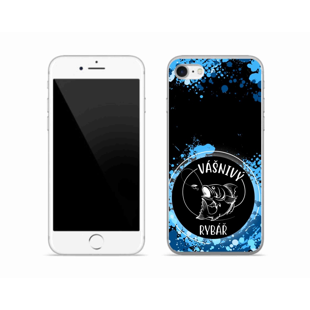 Gélový kryt mmCase na iPhone SE (2020) - vášnivý rybár čierne pozadie