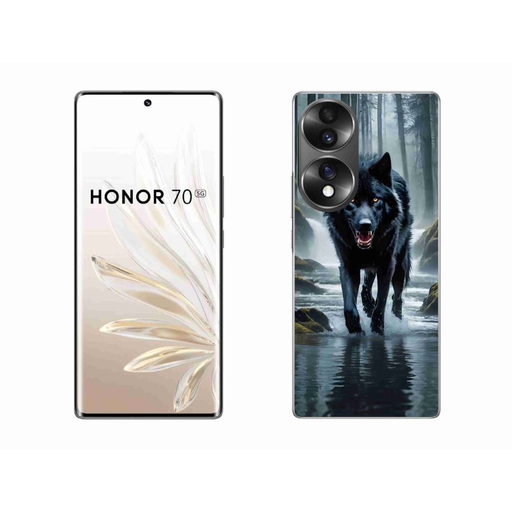 Gélový kryt mmCase na Honor 70 - čierny vlk