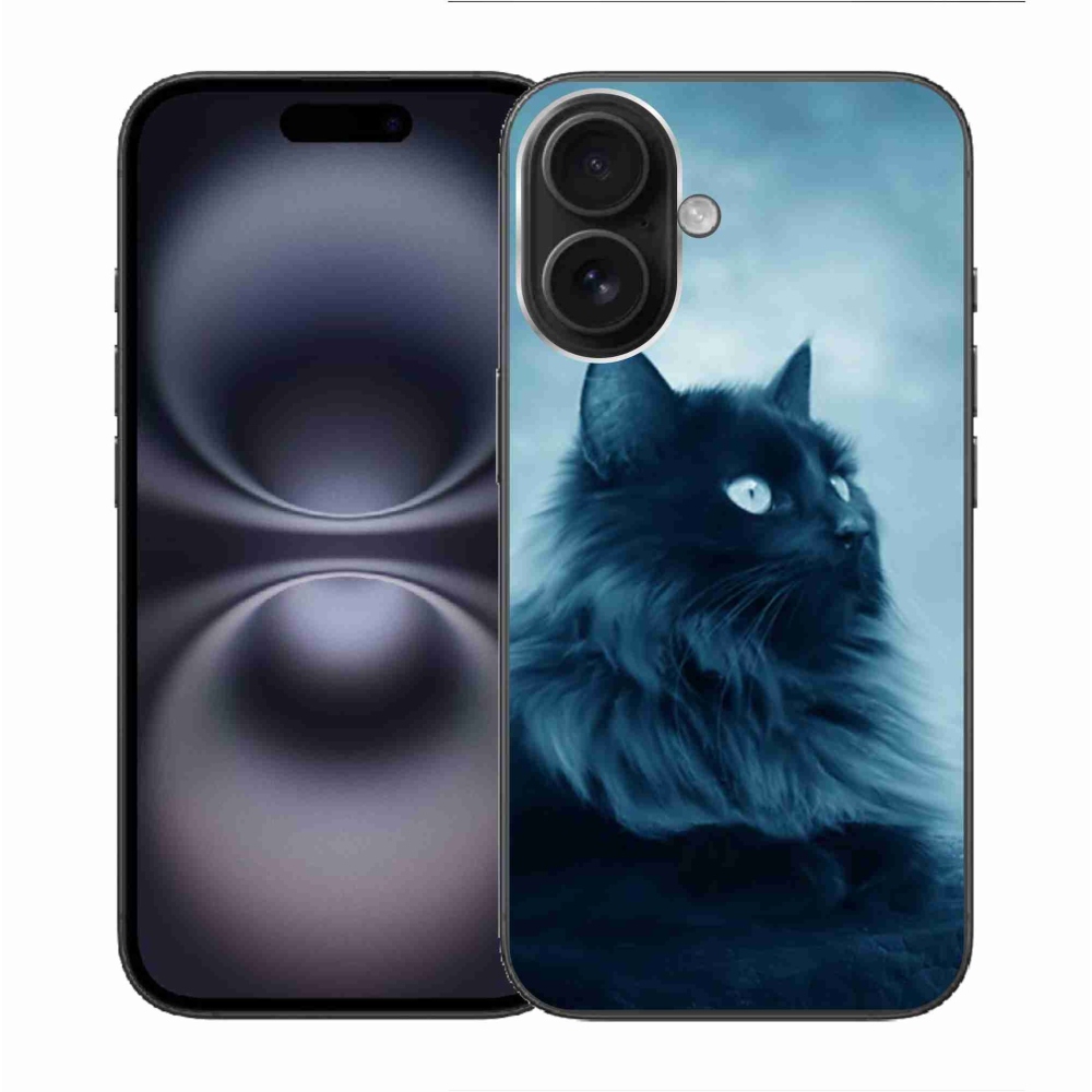 Gélový obal mmCase na iPhone 16 - čierna mačka 1