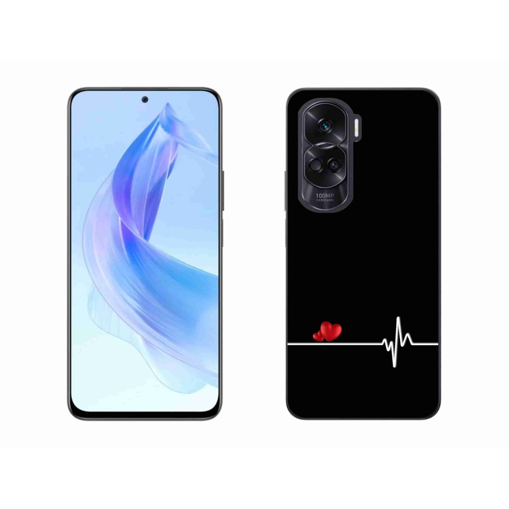 Gélový kryt mmCase na Honor 90 Lite - srdce a tep čierne pozadie