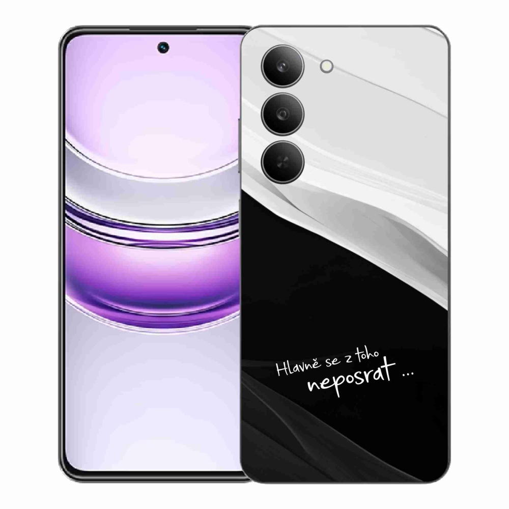 Gélový kryt mmCase na Realme 14x 5G - vtipný text 13 čiernobiele pozadie